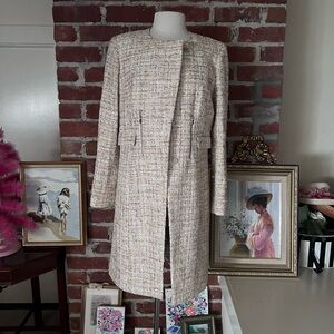 Elegant Cream Tweed With Lurex Thread Women's Coat